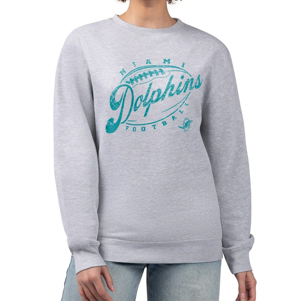 Miami Dolphins  G-III 4Her by Carl Banks Women's Distressed Graphics Fleece Pullover Sweatshirt