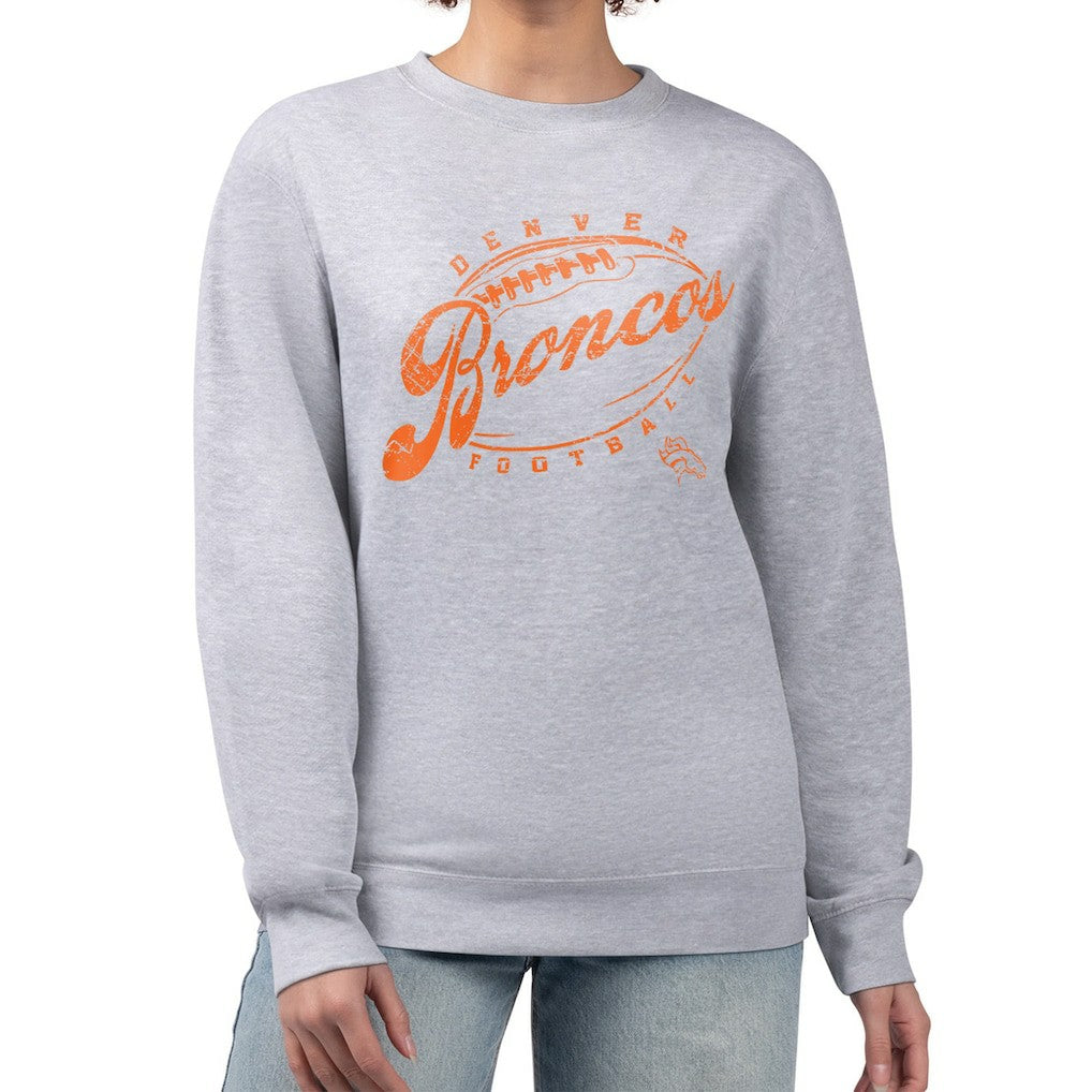 Denver Broncos  G-III 4Her by Carl Banks Women's Distressed Graphics Fleece Pullover Sweatshirt