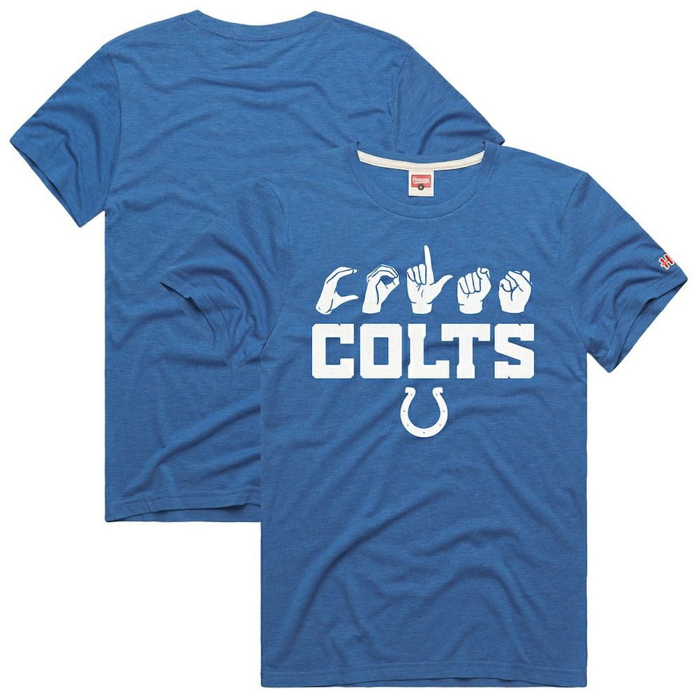 Indianapolis Colts  Homage Unisex NFL ASL Collection by Love Sign Tri-Blend T-Shirt