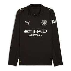 Manchester City 2025/26 Away Replica Long Sleeve Custom Jersey Black - Puma