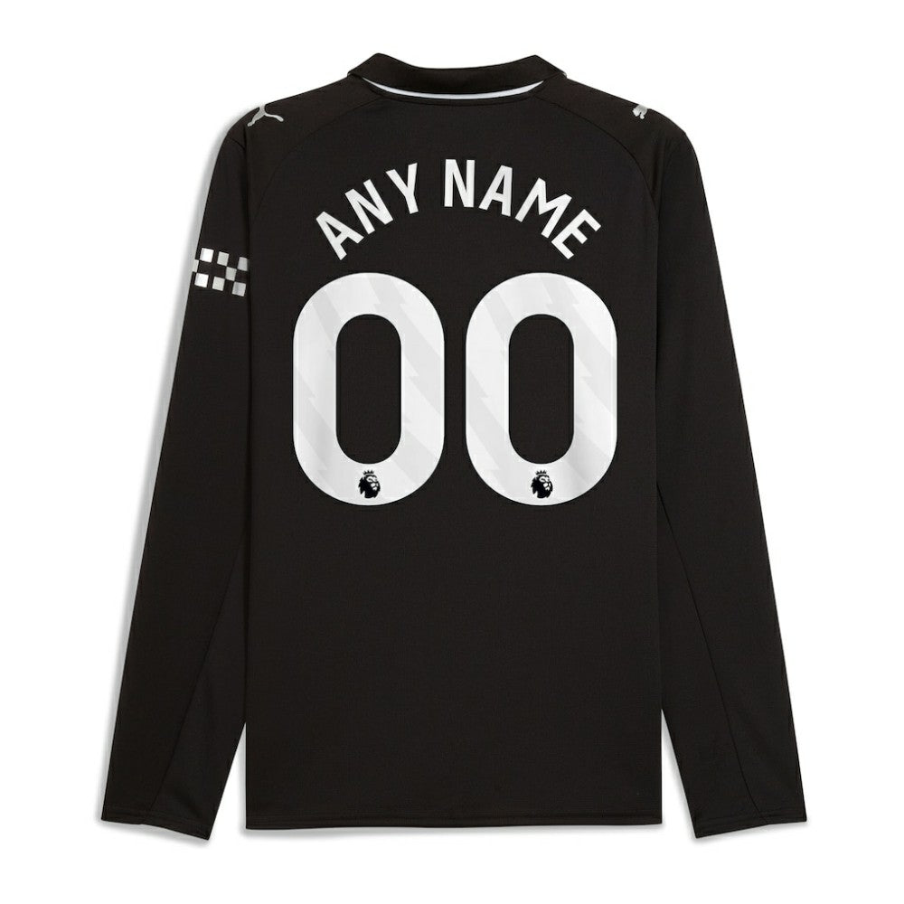 Manchester City 2025/26 Away Replica Long Sleeve Custom Jersey Black - Puma