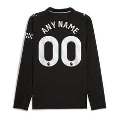 Manchester City 2025/26 Away Replica Long Sleeve Custom Jersey Black - Puma