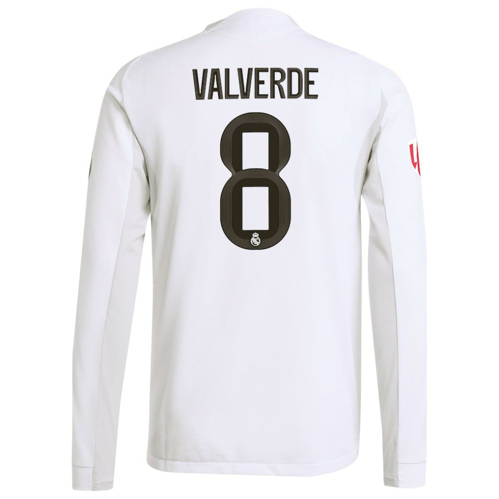 Federico Valverde Real Madrid 2025/26 Home Long Sleeve Jersey White - Adidas