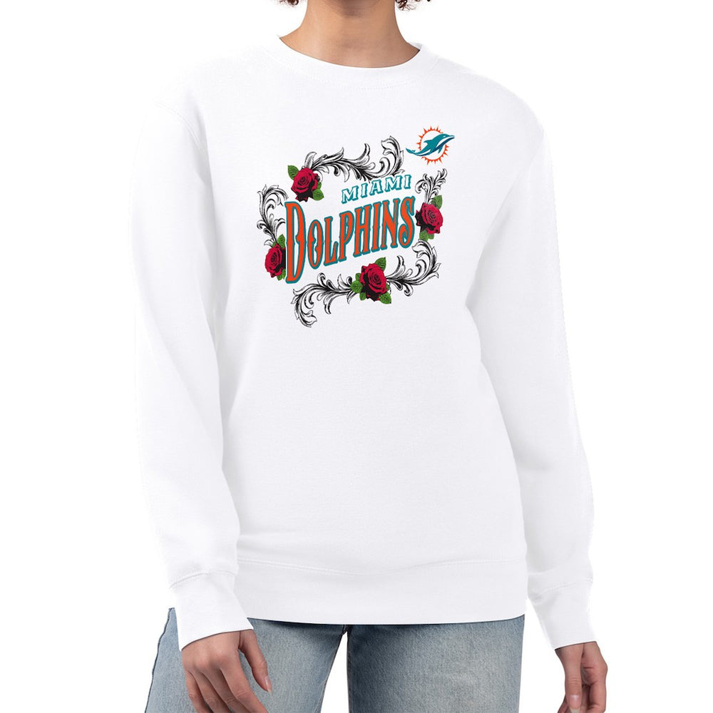 Miami Dolphins  G-III 4Her by Carl Banks Women's Roses Fleece Tri-Blend Pullover Sweatshirt