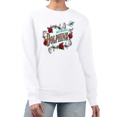 Miami Dolphins  G-III 4Her by Carl Banks Women's Roses Fleece Tri-Blend Pullover Sweatshirt