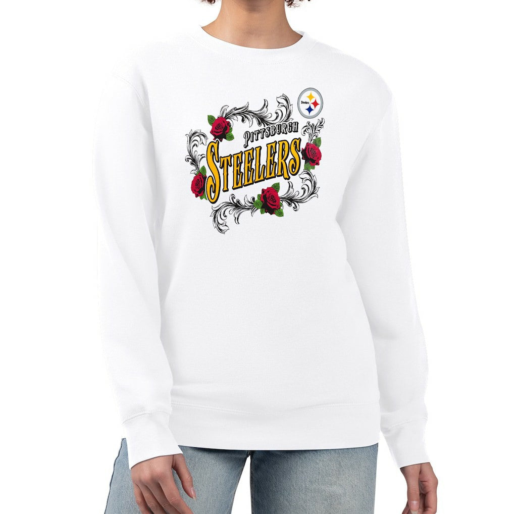 Pittsburgh Steelers  G-III 4Her by Carl Banks Women's Roses Fleece Tri-Blend Pullover Sweatshirt