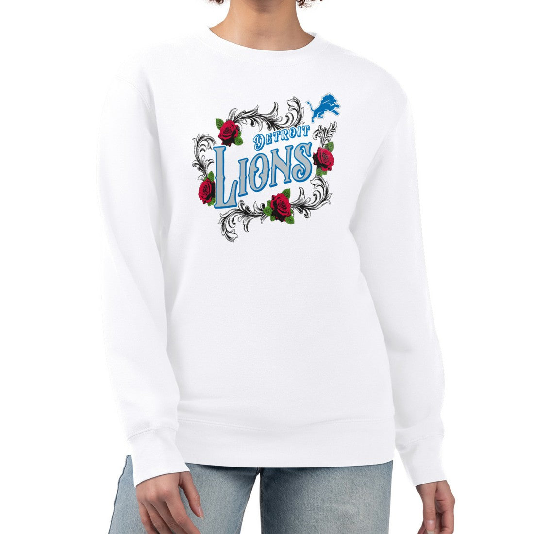 Detroit Lions  G-III 4Her by Carl Banks Women's Roses Fleece Tri-Blend Pullover Sweatshirt
