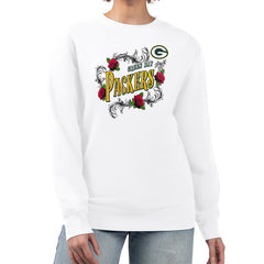 Green Bay Packers  G-III 4Her by Carl Banks Women's Roses Fleece Tri-Blend Pullover Sweatshirt