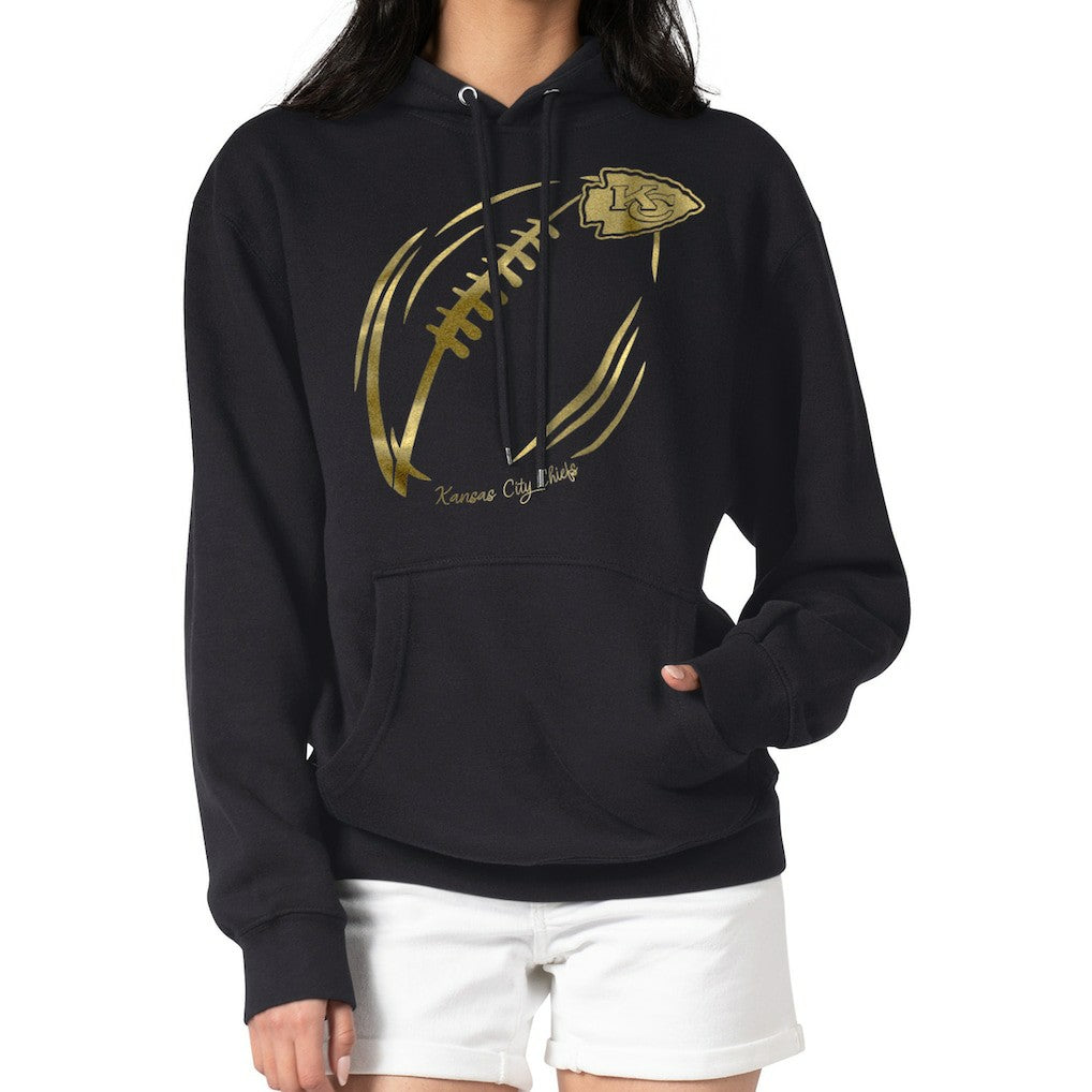 Kansas City Chiefs  G-III 4Her by Carl Banks Women's Metallic Print Football Sketch Fleece Pullover Hoodie