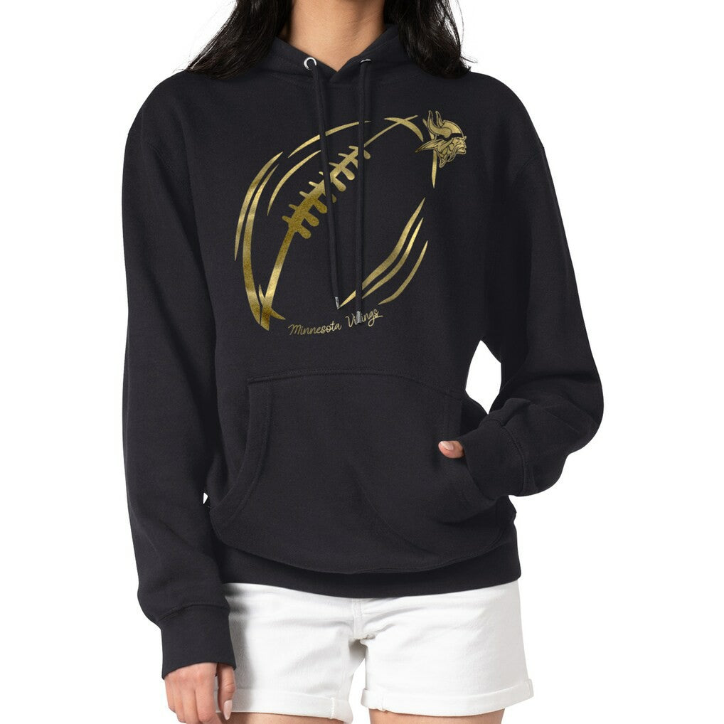 Minnesota Vikings  G-III 4Her by Carl Banks Women's Metallic Print Football Sketch Fleece Pullover Hoodie