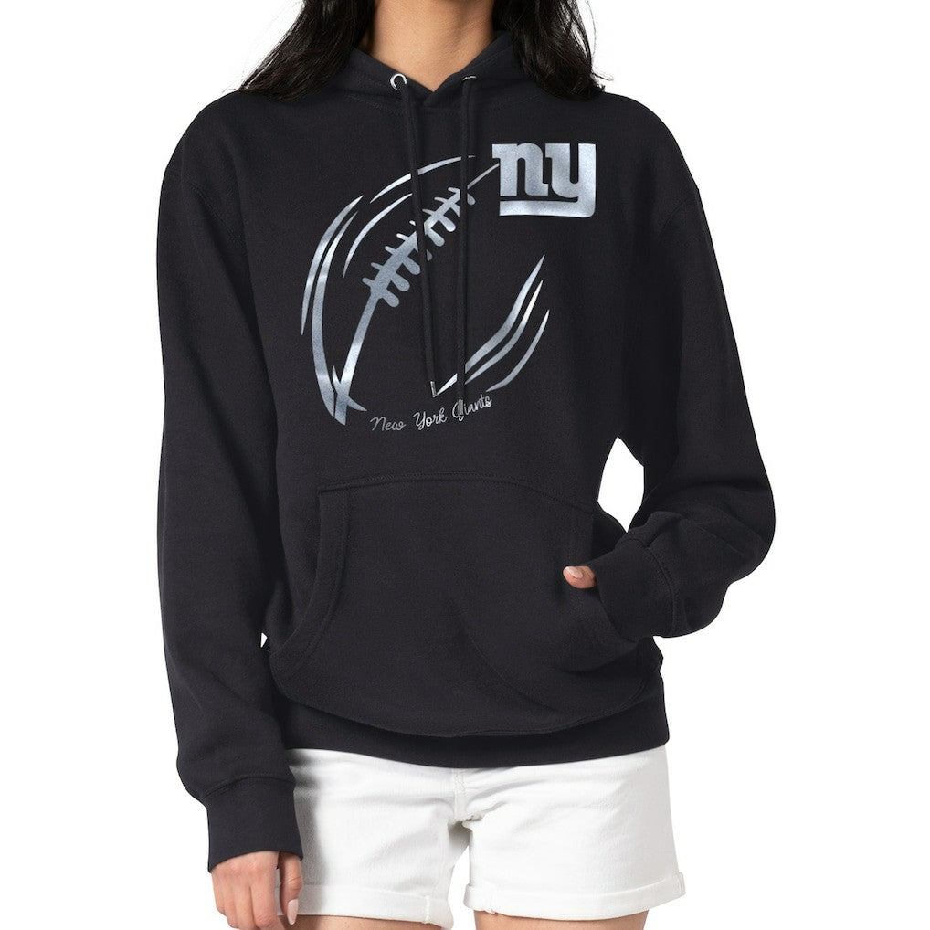 New York Giants  G-III 4Her by Carl Banks Women's Metallic Print Football Sketch Fleece Pullover Hoodie