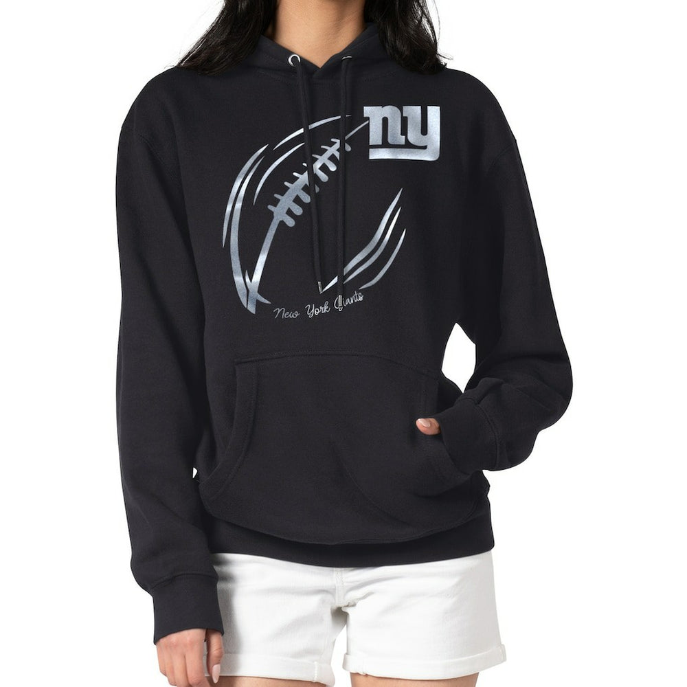New York Giants  G-III 4Her by Carl Banks Women's Metallic Print Football Sketch Fleece Pullover Hoodie