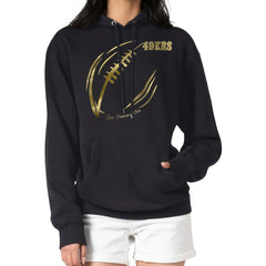 San Francisco 49ers  G-III 4Her by Carl Banks Women's Metallic Print Football Sketch Fleece Pullover Hoodie