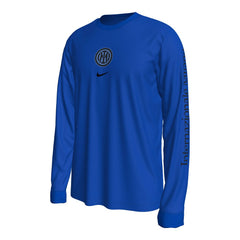 Inter Milan Wordmark Long Sleeve T-Shirt Blue - Nike