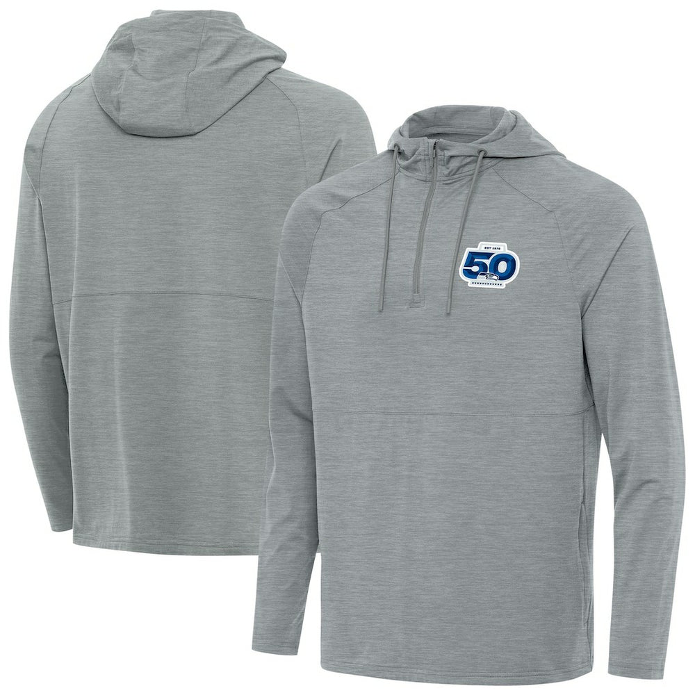 Seattle Seahawks  Antigua 50th Season Spikes Raglan Quarter-Zip Hoodie