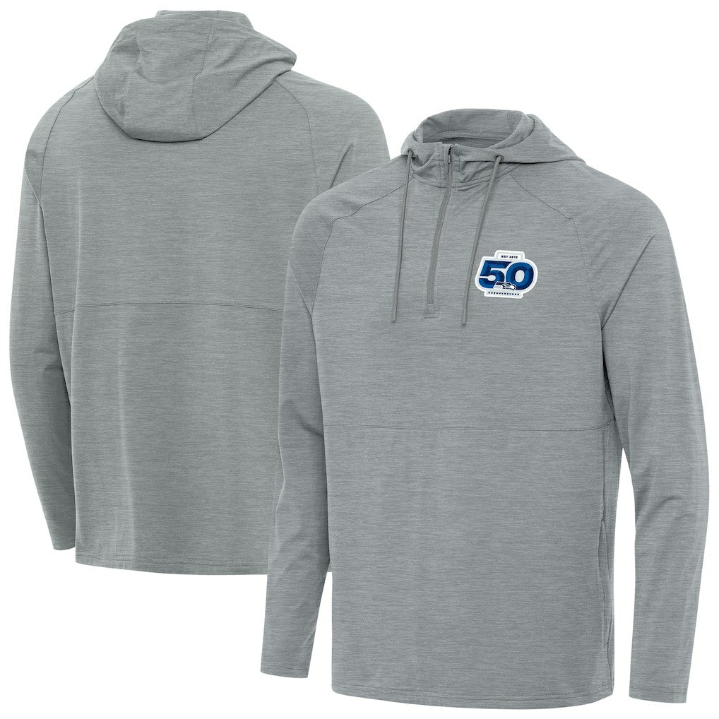 Seattle Seahawks  Antigua 50th Season Spikes Raglan Quarter-Zip Hoodie