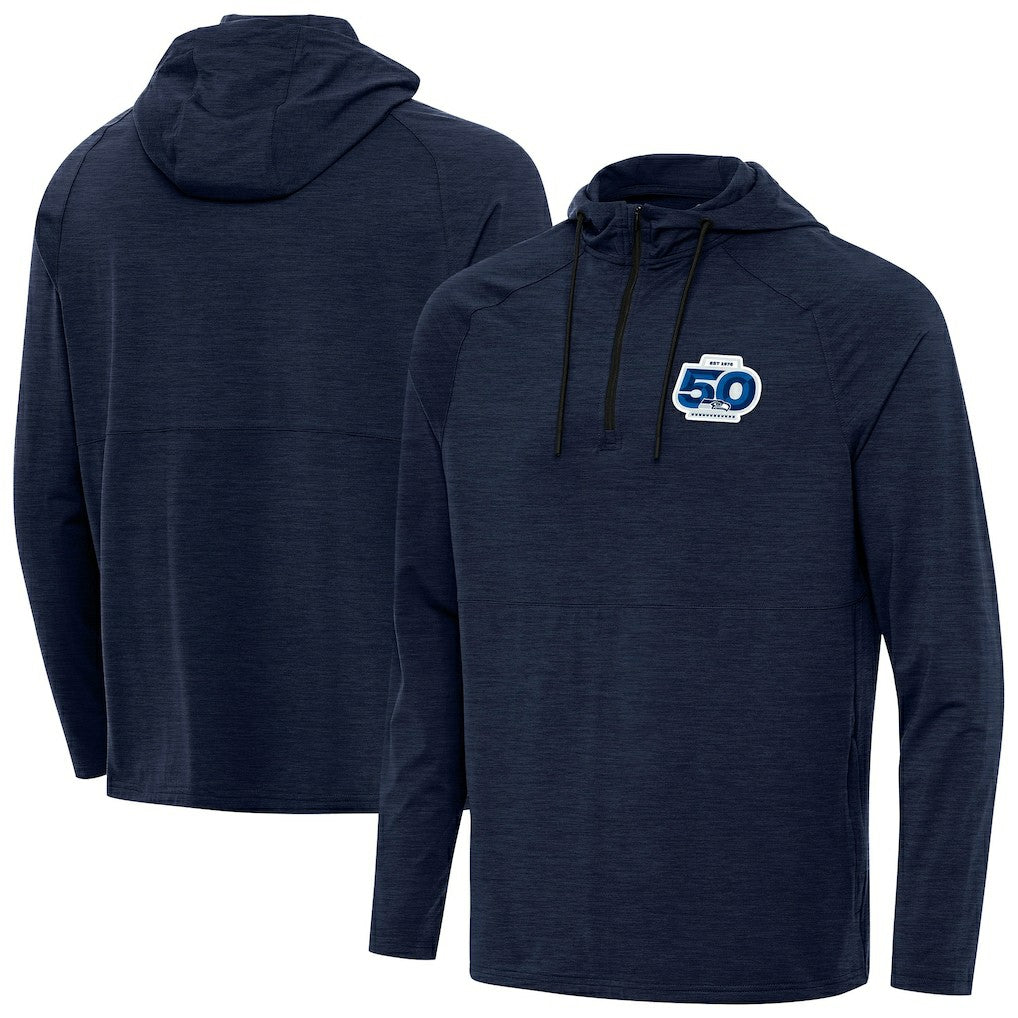Seattle Seahawks  Antigua 50th Season Spikes Raglan Quarter-Zip Hoodie