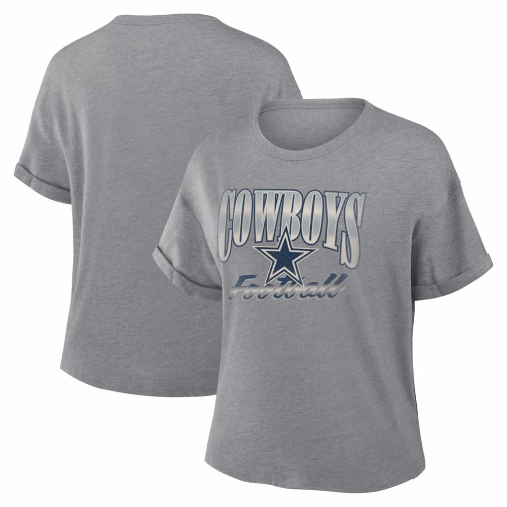 Dallas Cowboys Fanatics Women's Overplayed Tribute Tri-Blend Boxy T-Shirt