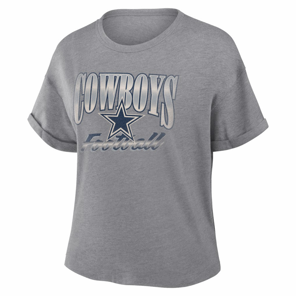 Dallas Cowboys Fanatics Women's Overplayed Tribute Tri-Blend Boxy T-Shirt