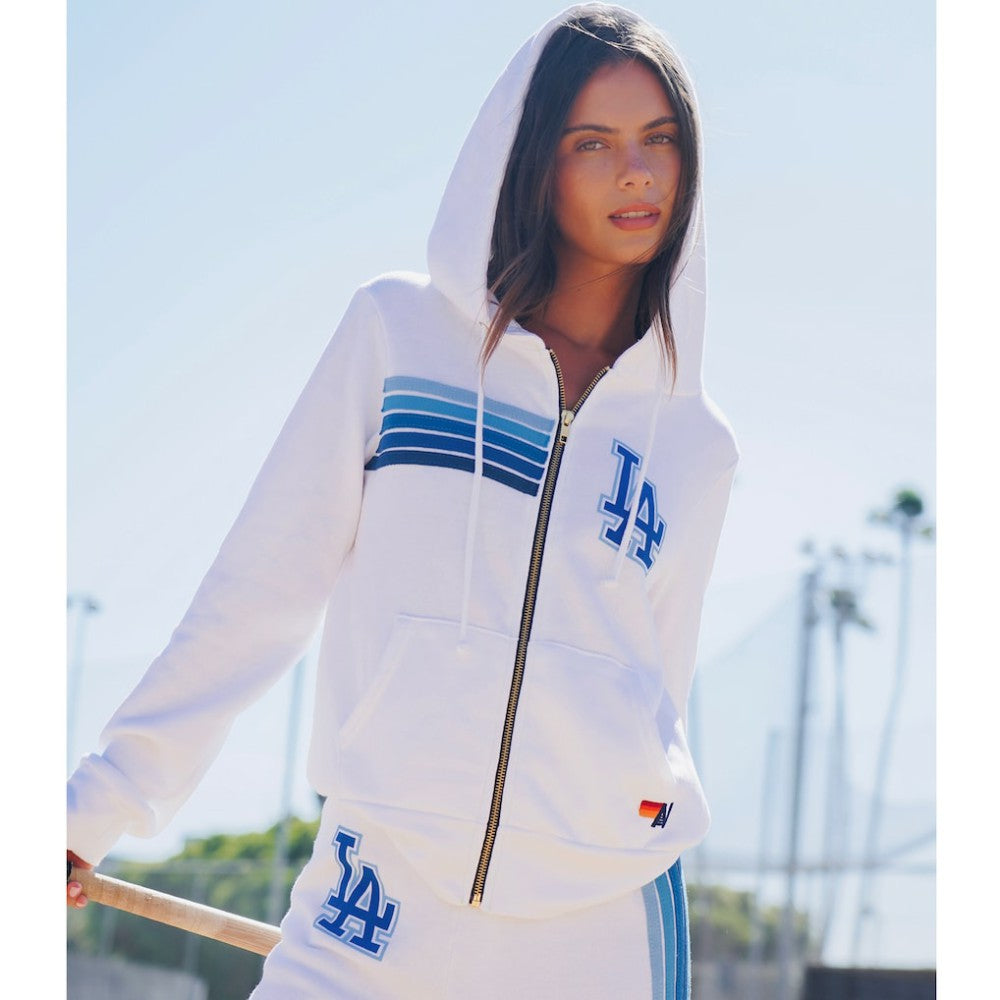 Los Angeles Dodgers Aviator Nation x MLB Unisex Five-Stripe Tri-Blend Full-Zip Hoodie | MLB New