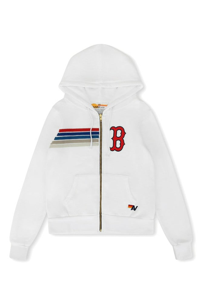 Boston Red Sox Aviator Nation x MLB Unisex Five-Stripe Tri-Blend Full-Zip Hoodie | MLB For sale