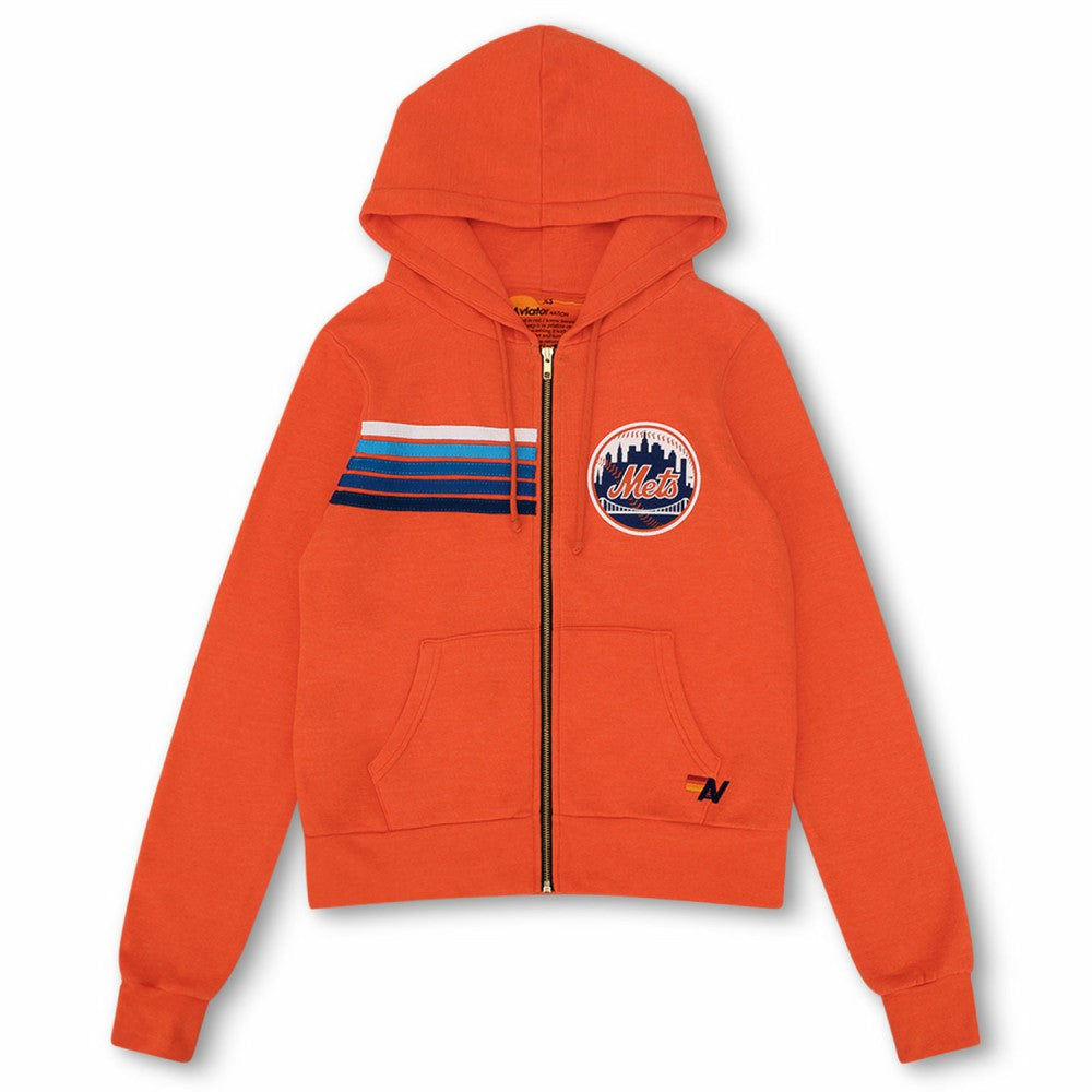 New York Mets Aviator Nation x MLB Unisex Five-Stripe Tri-Blend Full-Zip Hoodie | MLB Online