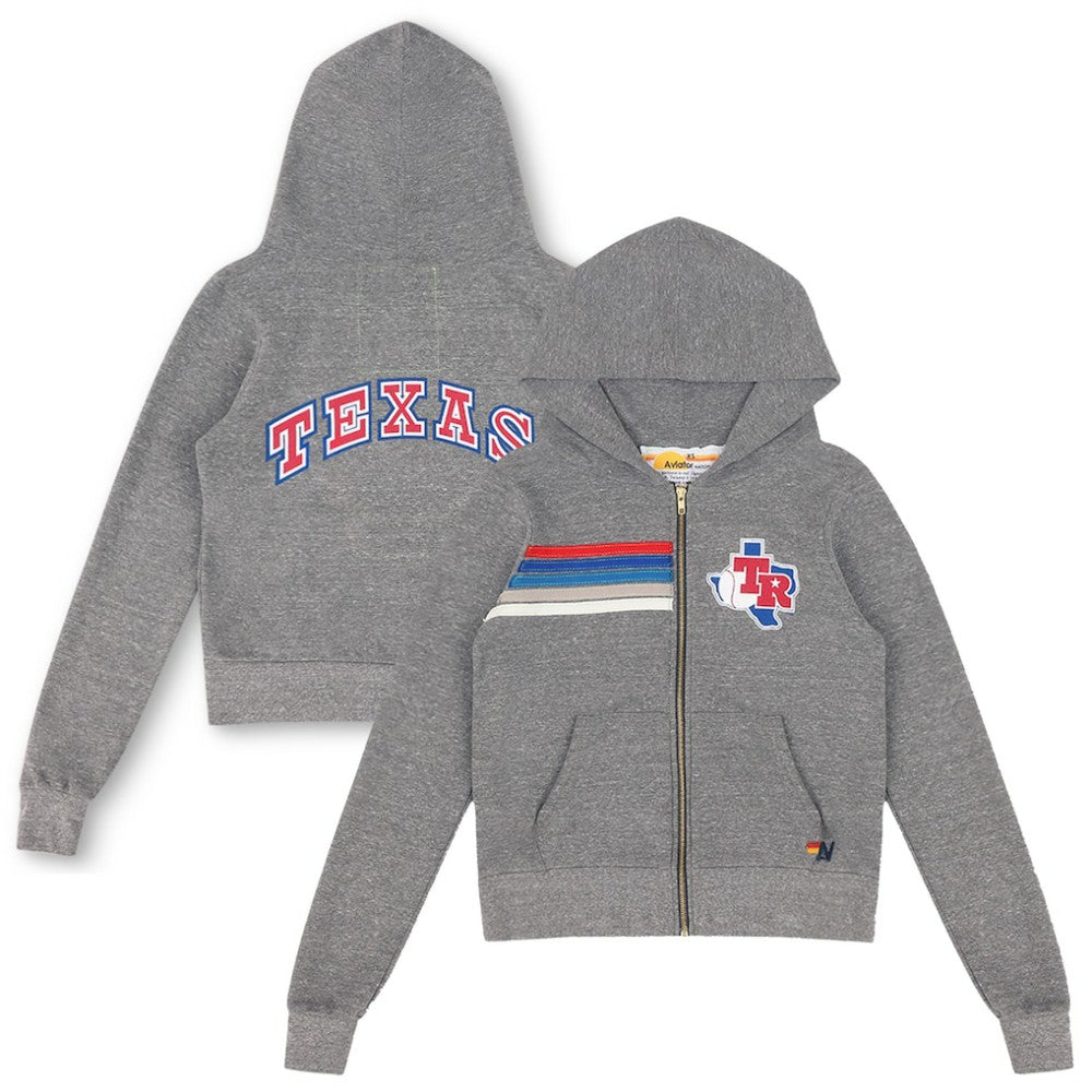 Texas Rangers Aviator Nation x MLB Unisex 5-Stripe Tri-Blend Full-Zip Hoodie | MLB Near me