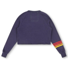 Texas Rangers Aviator Nation x MLB Women's Rugby Stitch Cropped Tri-Blend Pullover Sweatshirt | MLB Discount