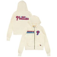 Philadelphia Phillies Aviator Nation x MLB Unisex Five-Stripe Tri-Blend Full-Zip Hoodie | MLB Outlet