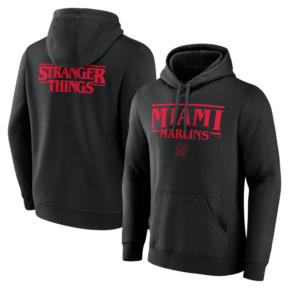 Miami Marlins Stranger Things Logo Lockup Pullover Hoodie | MLB Discount