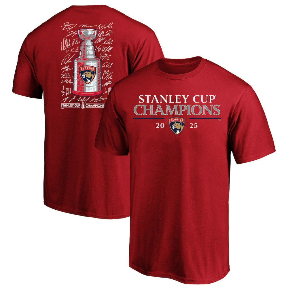 Florida Panthers Fanatics 2025 Stanley Cup Champions Big & Tall Roster T-Shirt On Sale