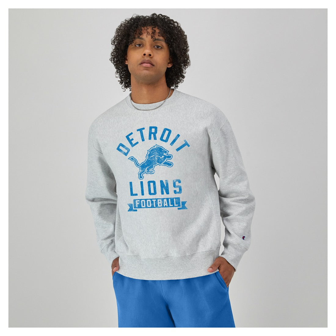 Detroit Lions Champion Reverse Weave Fleece Pullover Sweatshirt