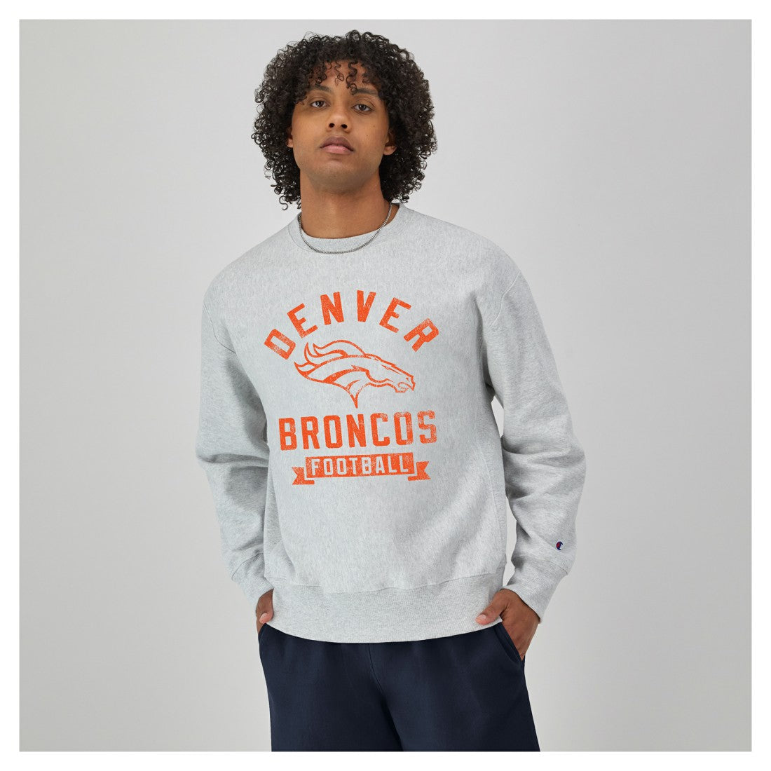 Denver Broncos Champion Reverse Weave Fleece Pullover Sweatshirt