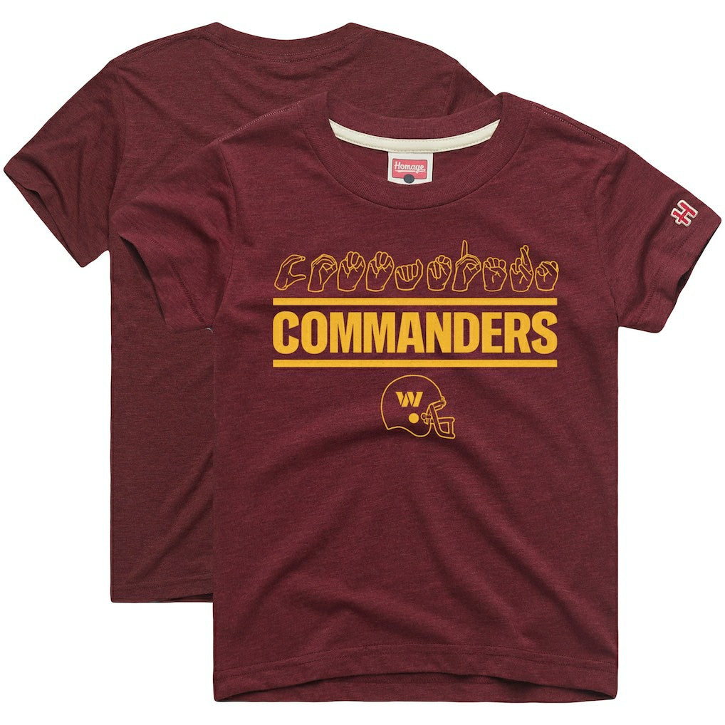 Washington Commanders  Homage Youth Love Sign x ASL 2.0 Tri-Blend T-Shirt