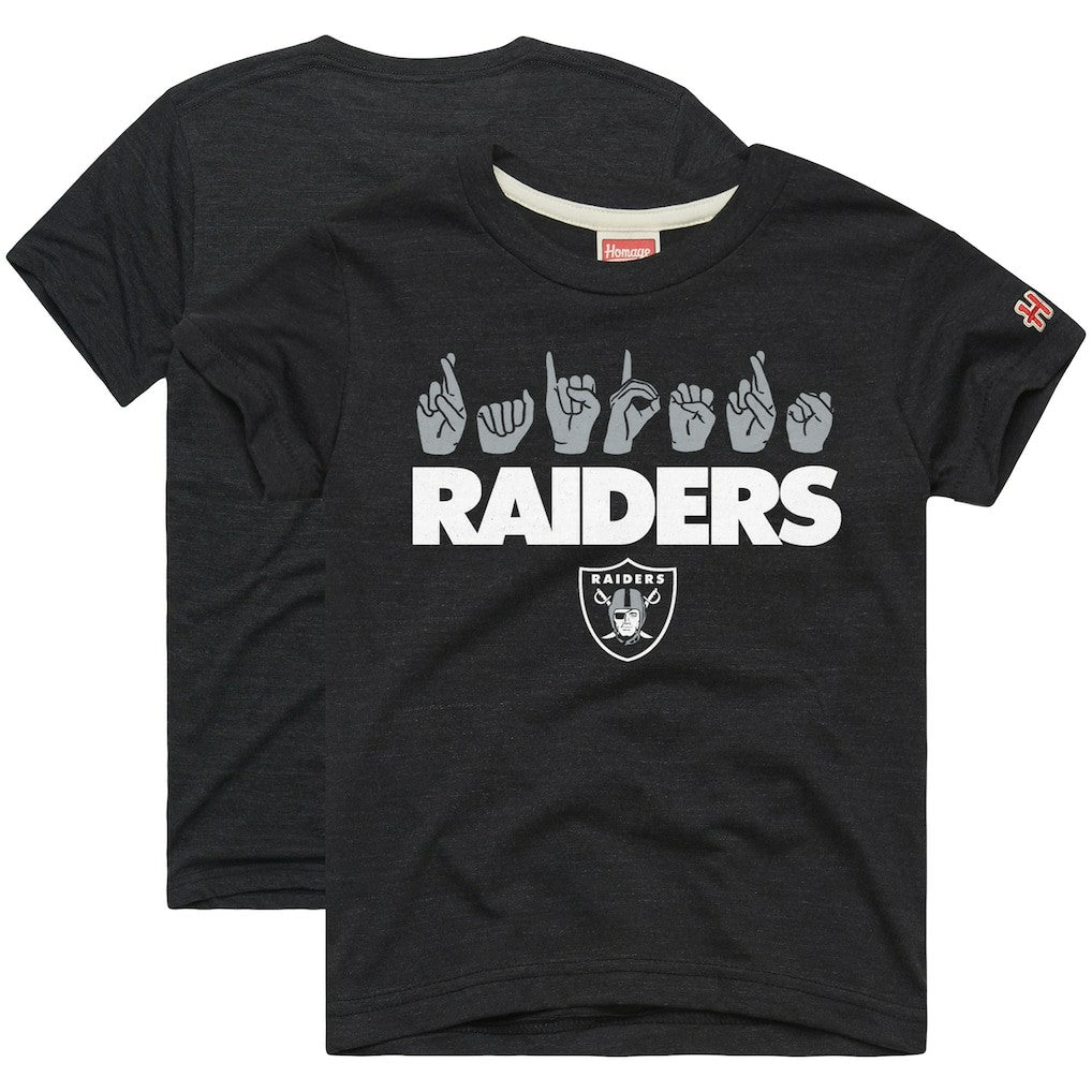 Las Vegas Raiders  Homage Youth Love Sign x ASL 2.0 Tri-Blend T-Shirt