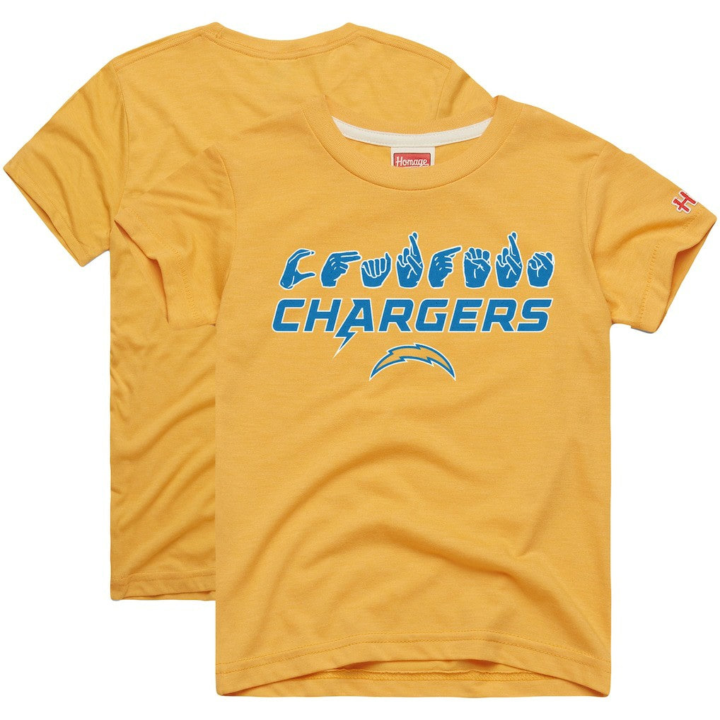 Los Angeles Chargers  Homage Youth Love Sign x ASL 2.0 Tri-Blend T-Shirt
