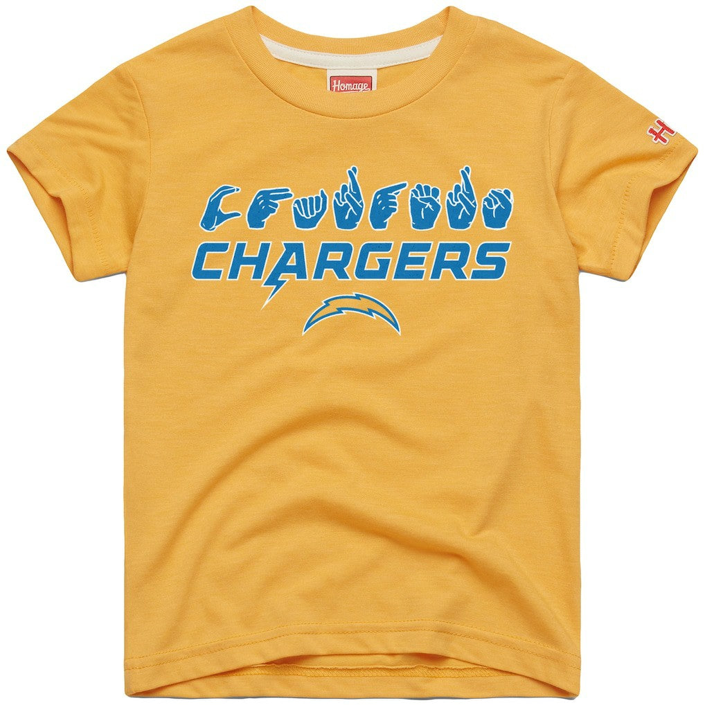 Los Angeles Chargers  Homage Youth Love Sign x ASL 2.0 Tri-Blend T-Shirt