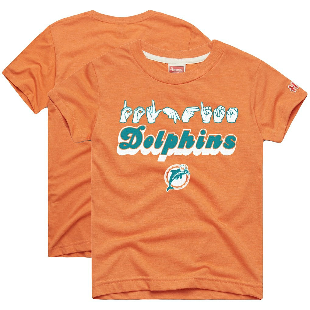 Miami Dolphins  Homage Youth Love Sign x ASL 2.0 Tri-Blend T-Shirt