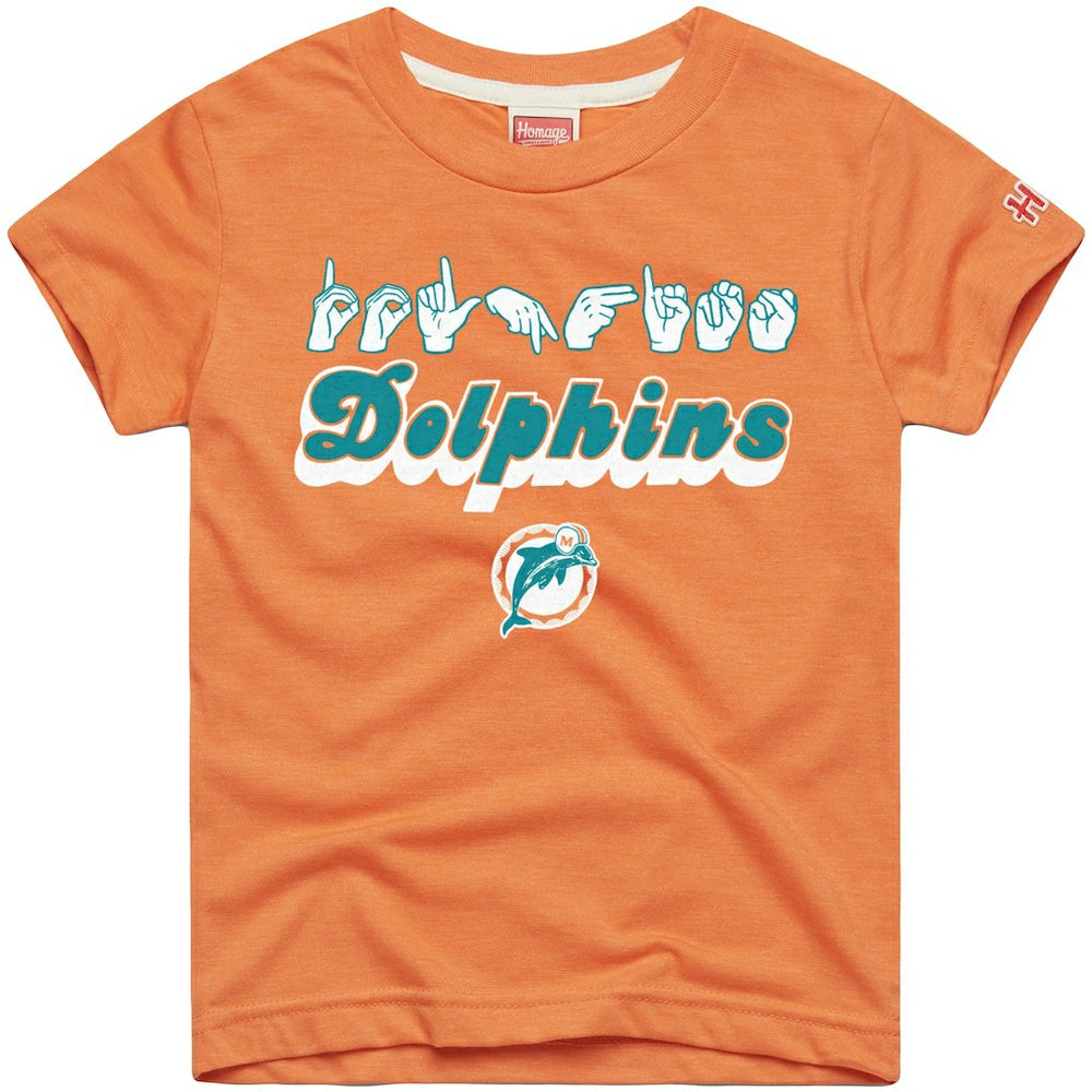 Miami Dolphins  Homage Youth Love Sign x ASL 2.0 Tri-Blend T-Shirt