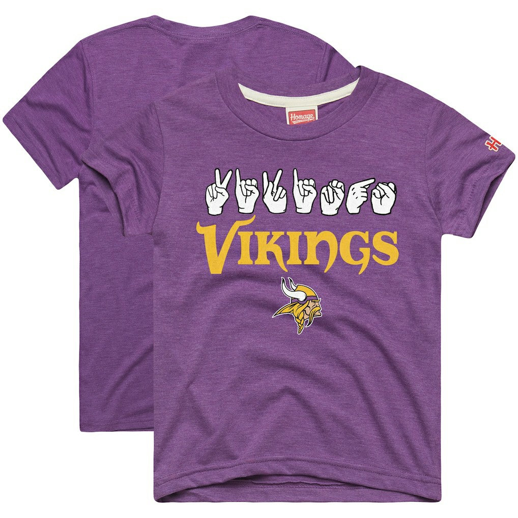 Minnesota Vikings  Homage Youth Love Sign x ASL 2.0 Tri-Blend T-Shirt