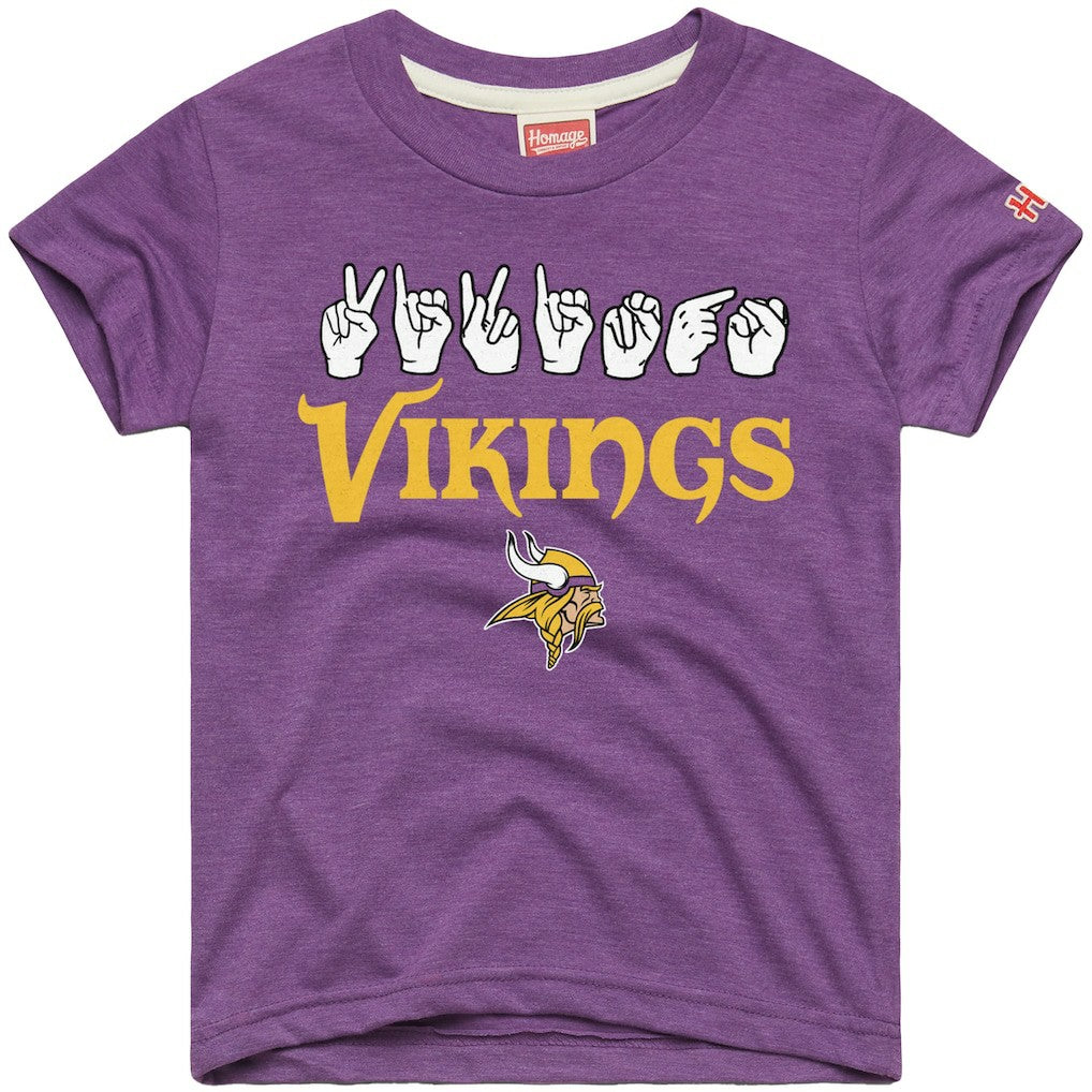 Minnesota Vikings  Homage Youth Love Sign x ASL 2.0 Tri-Blend T-Shirt
