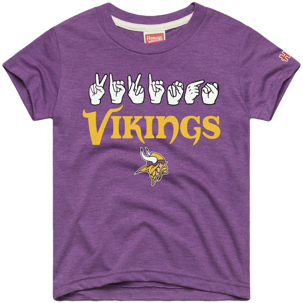 Minnesota Vikings  Homage Youth Love Sign x ASL 2.0 Tri-Blend T-Shirt
