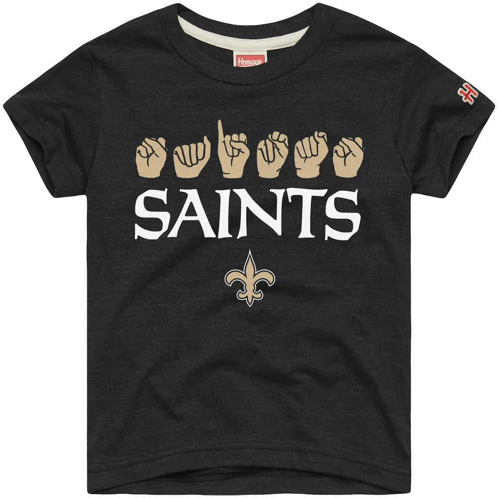 New Orleans Saints  Homage Youth Love Sign x ASL 2.0 Tri-Blend T-Shirt