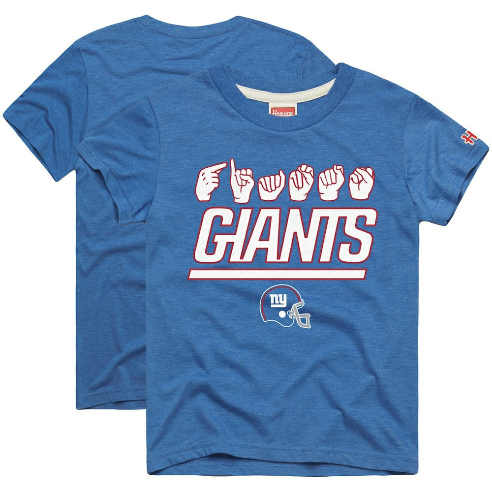 New York Giants  Homage Youth Love Sign x ASL 2.0 Tri-Blend T-Shirt