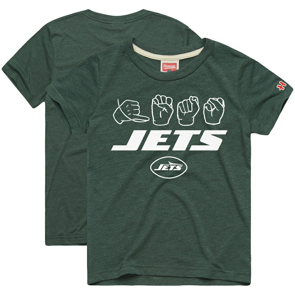 New York Jets  Homage Youth Love Sign x ASL 2.0 Tri-Blend T-Shirt