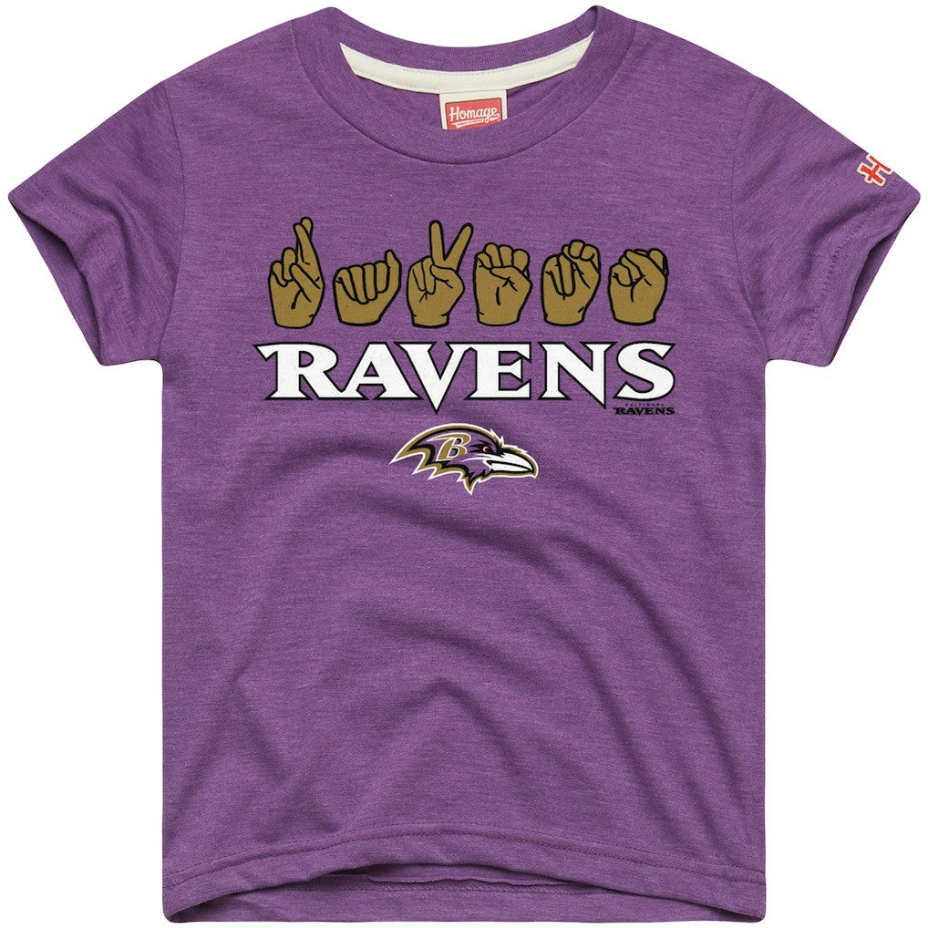 Baltimore Ravens  Homage Youth Love Sign x ASL 2.0 Tri-Blend T-Shirt