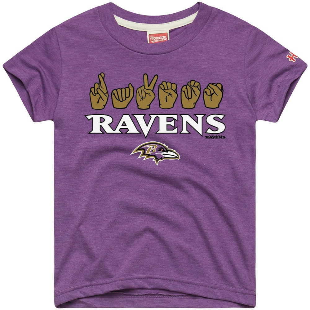 Baltimore Ravens  Homage Youth Love Sign x ASL 2.0 Tri-Blend T-Shirt