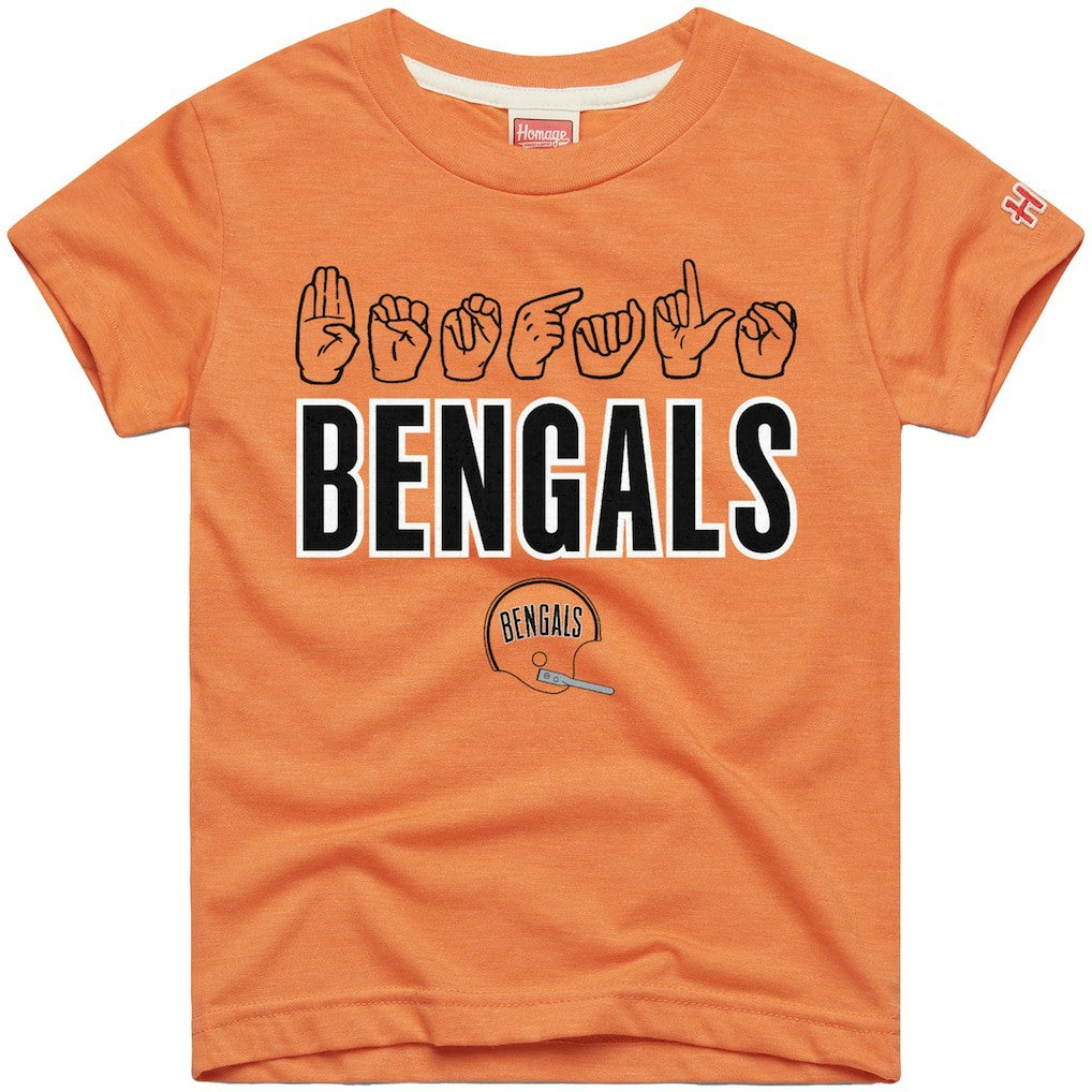 Cincinnati Bengals  Homage Youth Love Sign x ASL 2.0 Tri-Blend T-Shirt