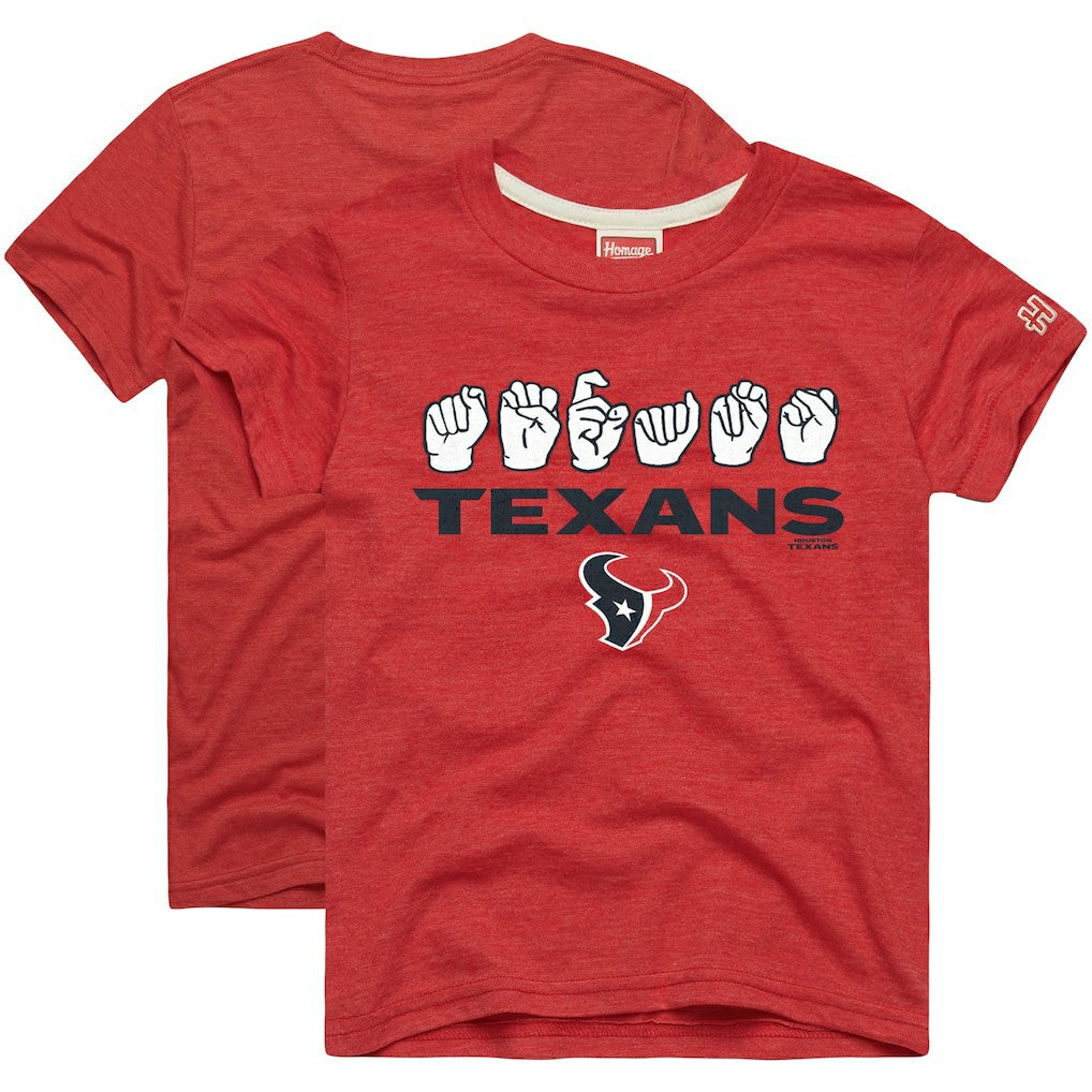 Houston Texans  Homage Youth Love Sign x ASL 2.0 Tri-Blend T-Shirt