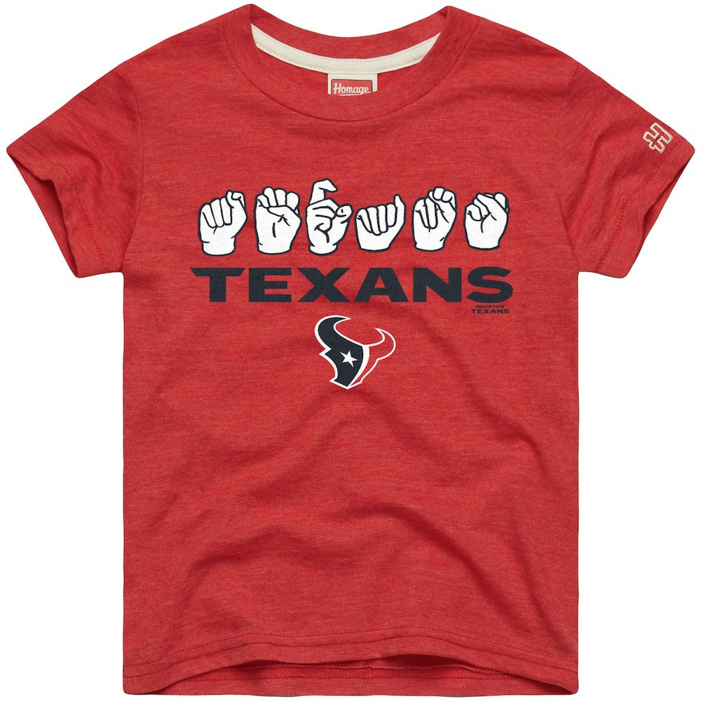 Houston Texans  Homage Youth Love Sign x ASL 2.0 Tri-Blend T-Shirt